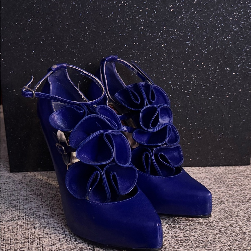 Royal Blue Flower Heels